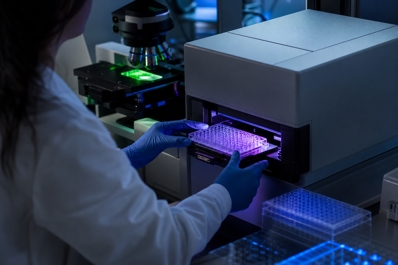 Original editorial visualization of fluorescence assay optics